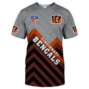 GFDGN Summer Mens Short Sleeve Polyester Cotton Breathable Rugby Fan Jersey All Over Print NFL Draft Big & Tall T-Shirt - Cincinnati - Bengals