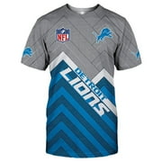 GFDGN Summer Mens Short Sleeve Polyester Cotton Breathable Rugby Fan Jersey All Over Print NFL Draft Big & Tall T-Shirt - Detroit - Lions