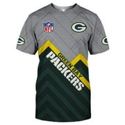 GFDGN Summer Mens Short Sleeve Polyester Cotton Breathable Rugby Fan Jersey All Over Print NFL Draft Big & Tall T-Shirt - Green Bay - Packers