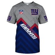 GFDGN Summer Mens Short Sleeve Polyester Cotton Breathable Rugby Fan Jersey All Over Print NFL Draft Big & Tall T-Shirt - New York - Giants