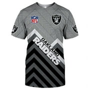GFDGN Summer Mens Short Sleeve Polyester Cotton Breathable Rugby Fan Jersey All Over Print NFL Draft Big & Tall T-Shirt - Oakland - Raiders