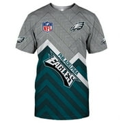 GFDGN Summer Mens Short Sleeve Polyester Cotton Breathable Rugby Fan Jersey All Over Print NFL Draft Big & Tall T-Shirt - Philadelphia - Eagles