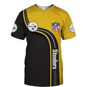 GFDGN Summer Mens Short Sleeve Polyester Cotton Breathable Rugby Fan Jersey All Over Print NFL Draft Big & Tall T-Shirt - Pittsburgh - Steelers