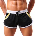 thumbnail image 1 of Summer Mens Shorts Color Block Drawstring Athletic Sports Running Shorts Beach Vacation With Pockets, 1 of 6