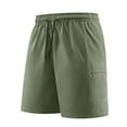 thumbnail image 1 of Summer Mens Shorts Plus Size Elastic Waist Solid Color Men's Active Quick Fast-Drying Fabric Workout Shorts Activewear with Pockets Army Green S, 1 of 8