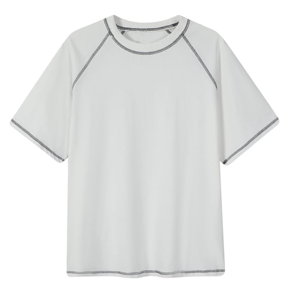 Summer Mens T-shirts Casual Solid Color Round Neck Collection Loose Fitting Shoulder Sleeves T-shirt
