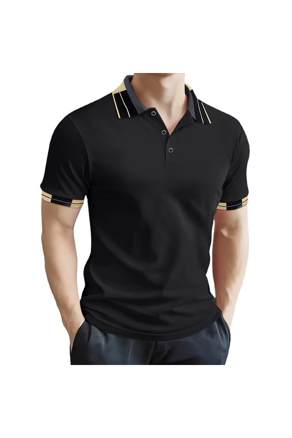 Summer Mens T-shirts Casual Tops Lightweight Breathable Moisture Wicking Shirt Button Closure Crew Neck Short Sleeves Summer Beach Fashion Wear Cozy Basic Essentials