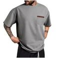 thumbnail image 1 of Summer Mens T-shirts Solid Color Tops Lightweight Breathable Short Sleeve Tops Button Closure Crew Neck Solid Color Athletic Tops Gym Training Workout Yoga Shirts, 1 of 3