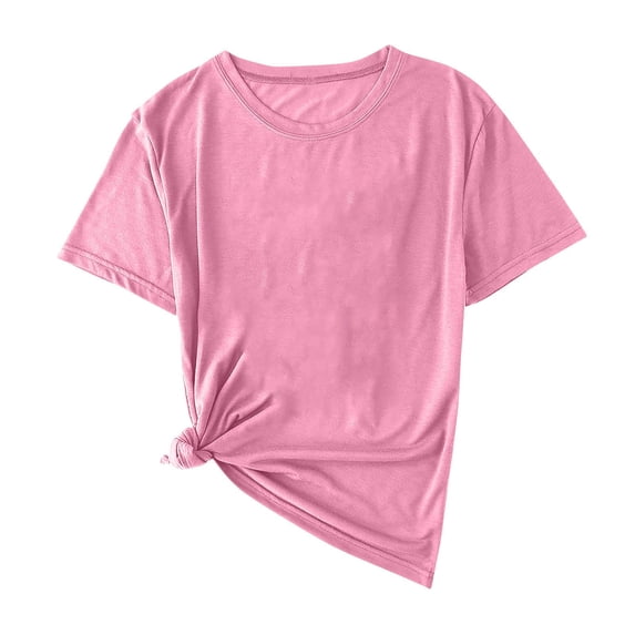 Summer Mens Tops Shirts Plus Size Fashion Casual Solid Color Shirt Round-Neck Tee Short Sleeve Blouses