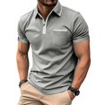 thumbnail image 1 of Summer Mens Undershirts Tank Casual Zipper Solid Patchwork Short Sleeve Gym Workout Athletic Tee Shirt - Gray∣L, 1 of 7