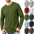 thumbnail image 1 of Men's Casual Loose Fit Long Sleeve Chest Pocket T-Shirt Versatile Autumn Winter Top, 1 of 8