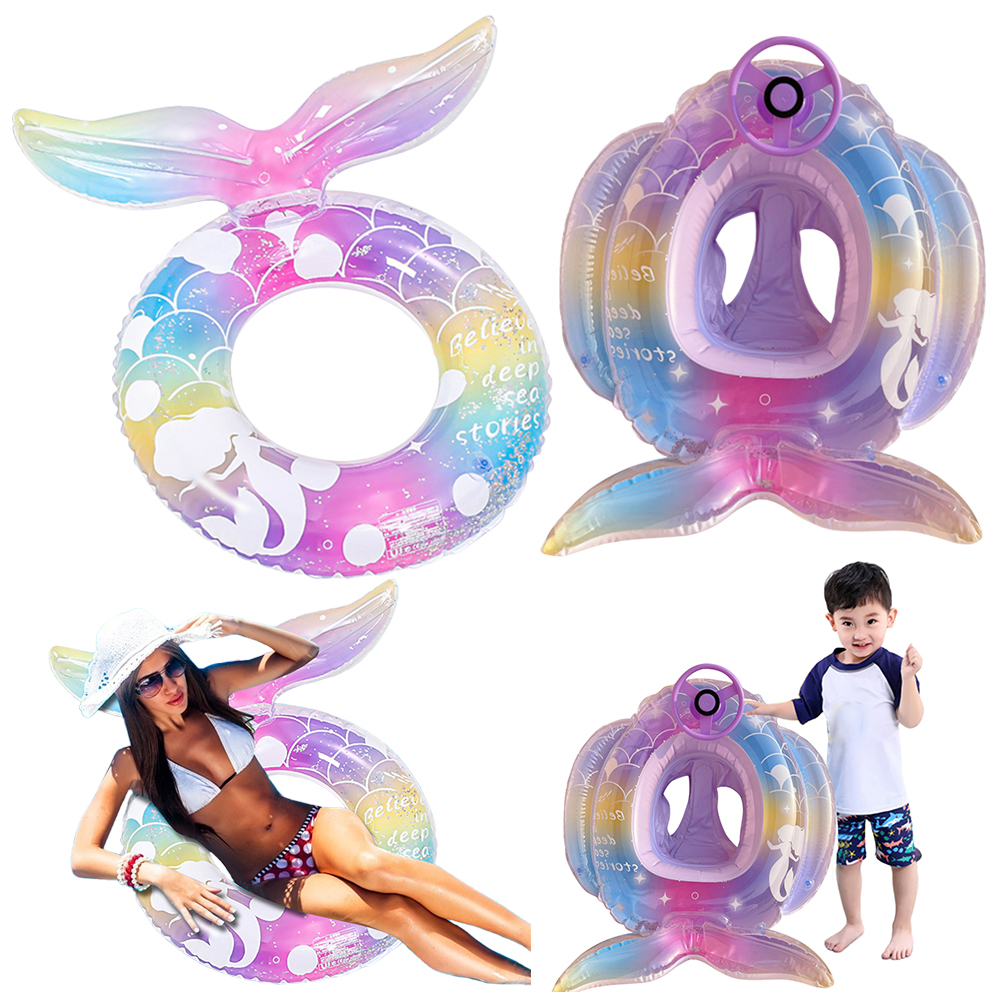 Summer Mermaid Tail Swimming Ring Colorful Inflatable Pool Float ...