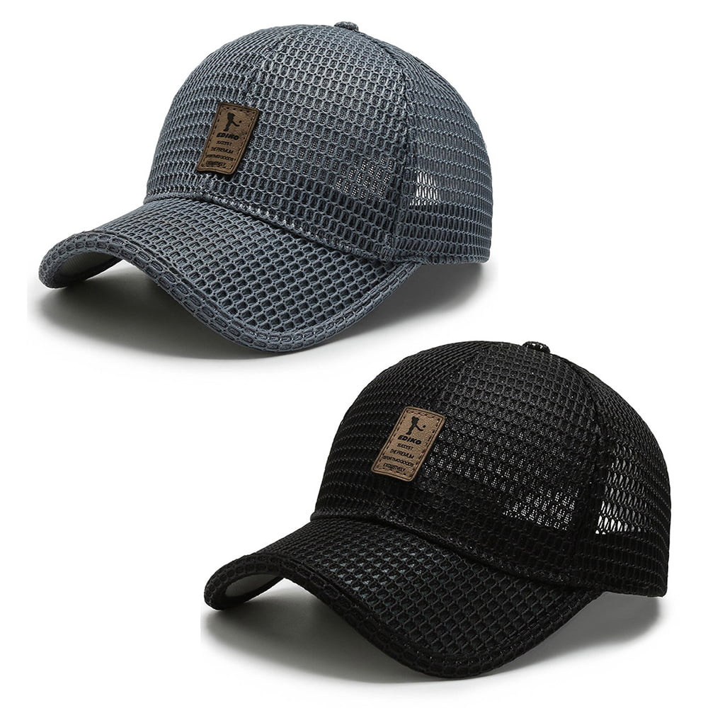 Sohindel Summer Mesh Baseball Cap for Men Adjustable Breathable Caps Women Men's Hat Quick Dry Cool Hats Casual Trucker Hat - Black and Blue, Size