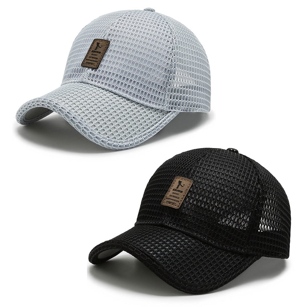 Sohindel Summer Mesh Baseball Cap for Men Adjustable Breathable Caps Women Men's Hat Quick Dry Cool Hats Casual Trucker Hat - Blue and Dark Grey, Size