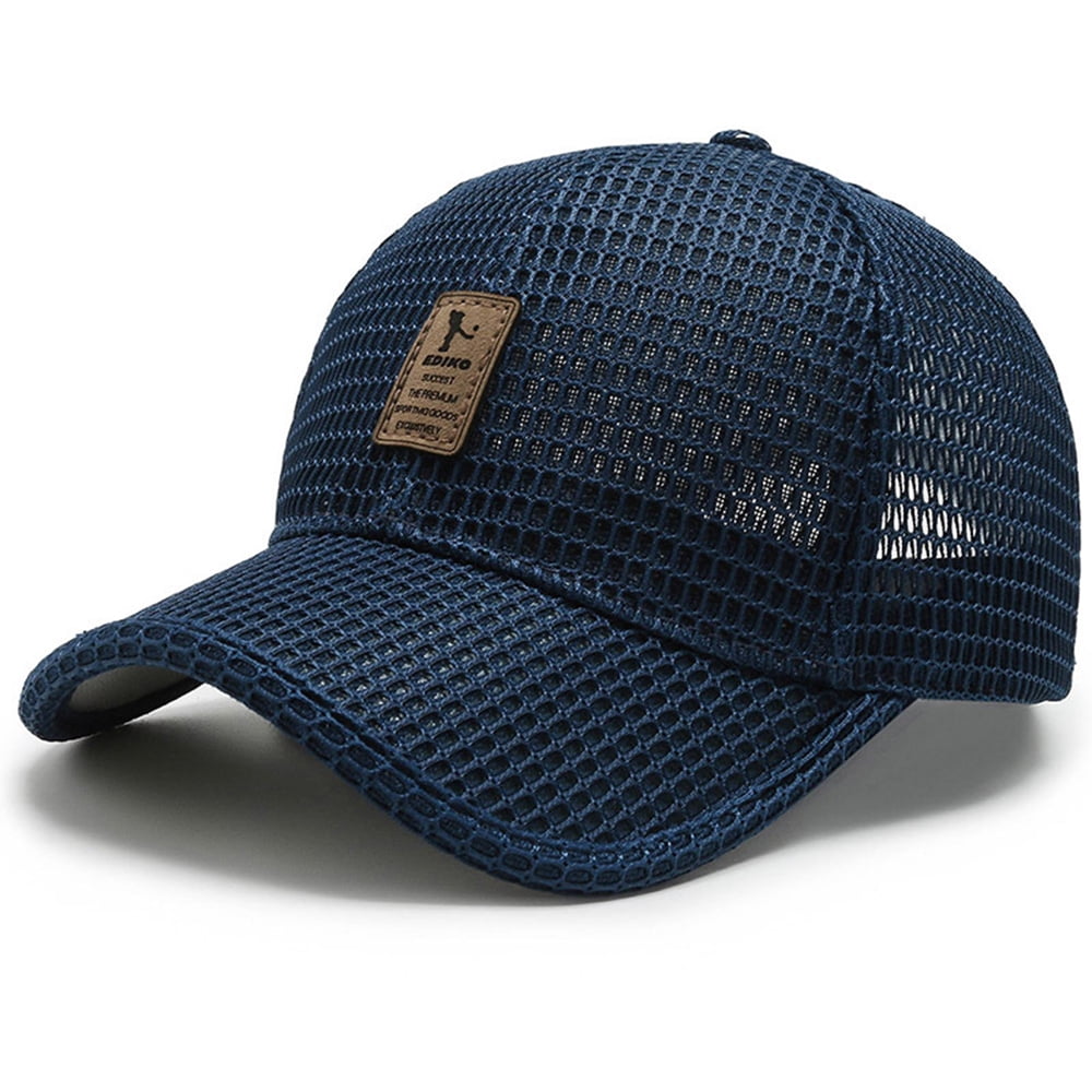 Summer Mesh Baseball Cap for Men Adjustable Breathable Caps Women Men's Hat  Quick Dry Cool Hats Casual Trucker Hat - blue
