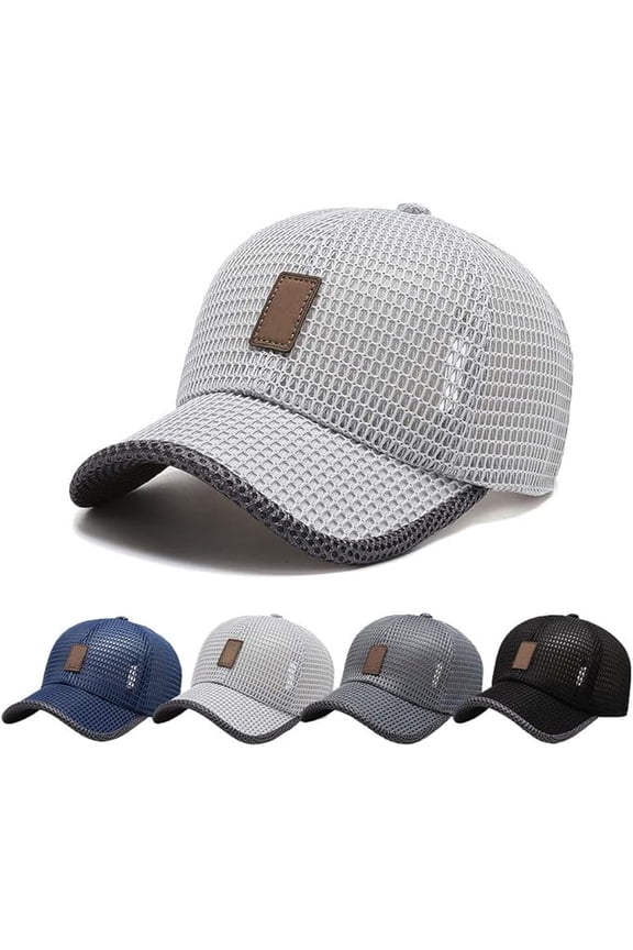 Summer Mesh Baseball Cap for Men Women Trucker Mesh Hat Baseball Hats Outdoor Sports Running hat (Light Gray)