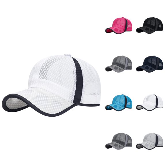 Summer Mesh Baseball Cap for Women Men Color Blocks Adjustable Breathable Baseball Hat Openwork Beach Hat