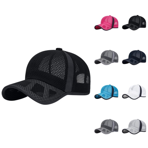 Summer Mesh Baseball Cap for Women Men Color Blocks Adjustable Breathable Baseball Hat Openwork Beach Hat
