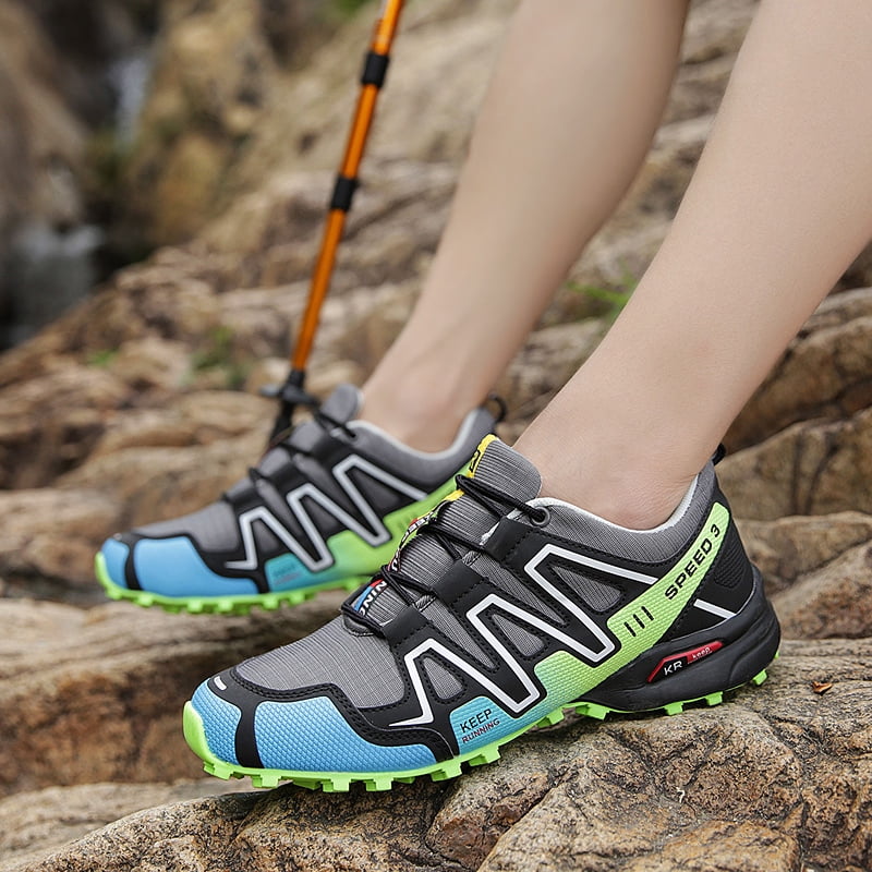 Summer Mesh Breathable Men Mountain Hiking Shoes Lightweight Flexible Non Slip Outdoor Sneakers Wear Resistant Cushioned Walking Footwear for Wilderness Trekking Sports