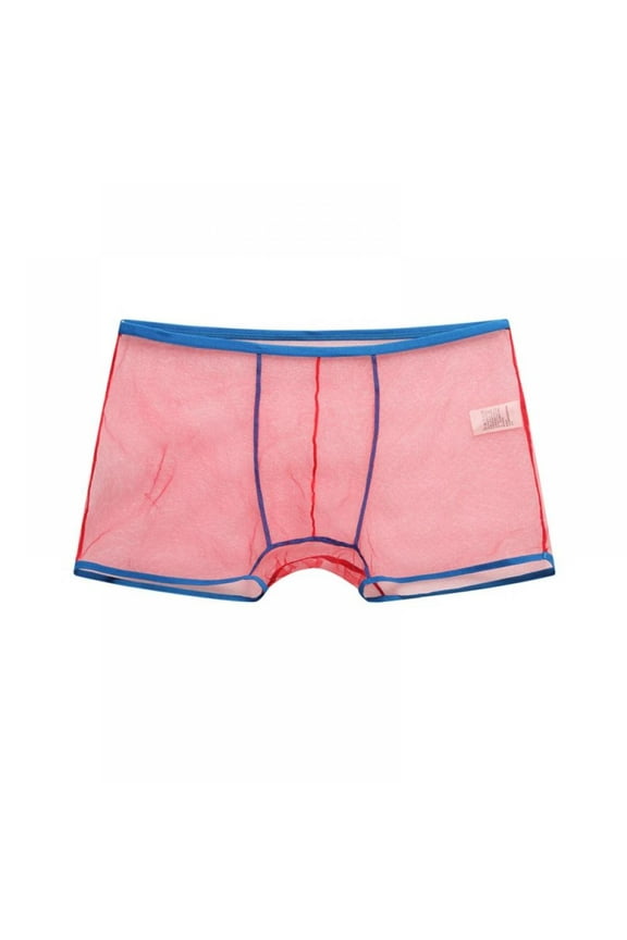 Summer Mesh See Through Men Boxers Shorts Breathable Transparent Spandex Solid Boxer Shorts Underwear,M-XL