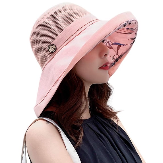Summer Mesh Sun Hats for Women Beach UV Protection Wide Brim Packable Beach Bucket Hat UPF Packable Wide Brim Chin Strap