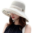 thumbnail image 1 of Summer Mesh Sun Hats for Women Lightweight Beach Hat Floral UPF50+ Packable Wide Brim Bucket Hat with Chin Strap, 1 of 7