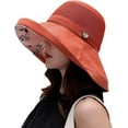 thumbnail image 1 of Summer Mesh Sun Hats for Women Lightweight Beach Hat Floral UPF50+ Packable Wide Brim Bucket Hat with Chin Strap, 1 of 8