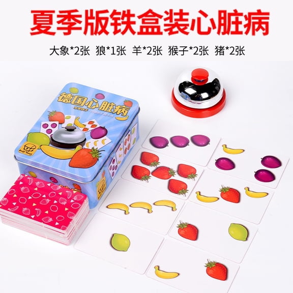 Summer Metal Tin Fruit Slap Reflex Matching Card Game with Safe Cushioned Bell, Ages 7+
