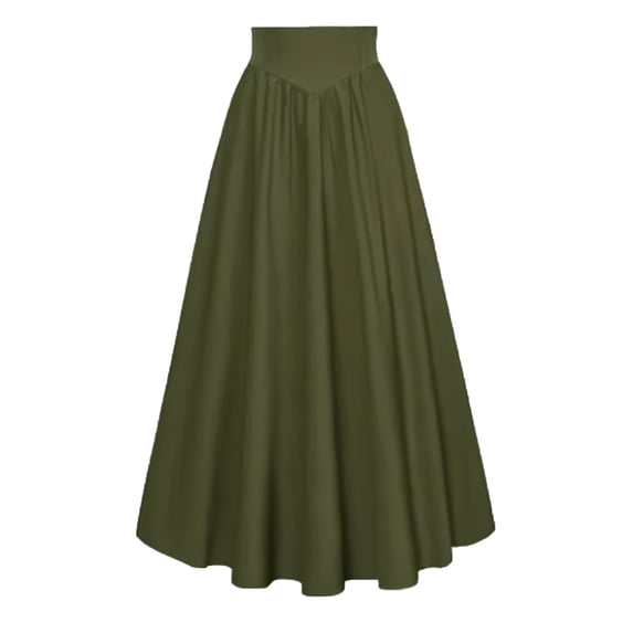 Summer Midi Skirts for Women A-Line Hight Waist Renaissance Pleated Tartan Skirt Solid Color Summer Vacations Skirt