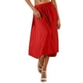 thumbnail image 1 of Summer Midi Skirts for Women Trendy Elastic High WaistedSolid Color Flowy Beach A-line Midi Skirts Women Casual Daily Flowy Dresses Red XL, 1 of 8