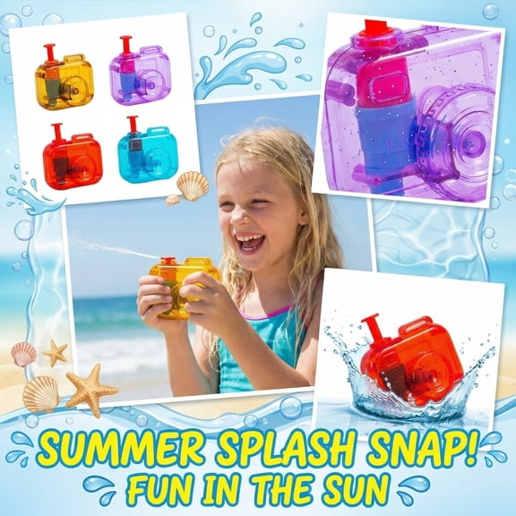 Summer Mini Camera Water Squirt Guns, 2" Portable Random Color Plastic Water Toys, Outdoor Beach Pool Yard Water Fighting Party Favors