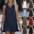 thumbnail image 1 of Summer Mini Dresses for Women with Hood Sleeveless Ruffle Hem A Line Casual Beach Dress Comfort Lightweight Hooded T Shirt Dresses Red Dress,Size S-2XL, 1 of 10