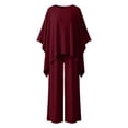 thumbnail image 1 of Summer Minimalist Style Solid Color Elegant Loose Fit Long Sleeve Crew Neck Shirt and Wide Leg Pants Two Piece Outfit for Women RD1 S, 1 of 3