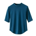 thumbnail image 1 of Summer Mock Neck T Shirts for Women Short Sleeve Cotton Loose Fit Tops Solid Color Spring Casual T-Shirts (Blue XXL), 1 of 6