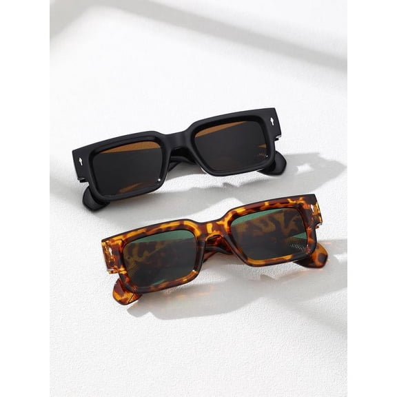 Summer Modern Styling Square Frame Trendy Casual Sun Protective Sunglasses, His and Hers Gifts, Fall Outdoor Sun Protection Lightweight Durable Sunglasses for Women, Travel Essentials