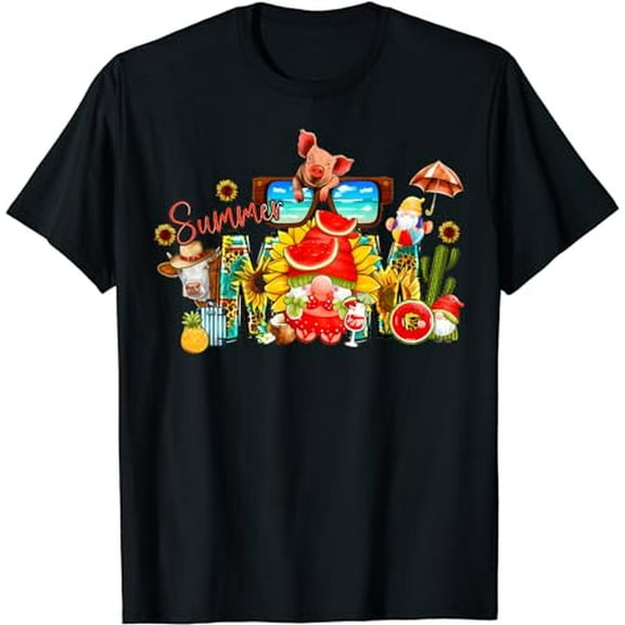 Summer Mom With Gnome Summer Beach Mother's Day Gifts T-Shirt