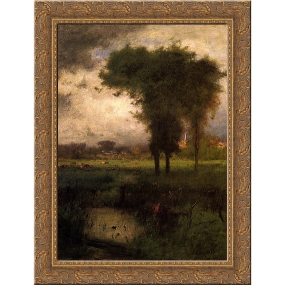 Summer, Montclair 20x24 Gold Ornate Wood Framed Canvas Art by Inness, George