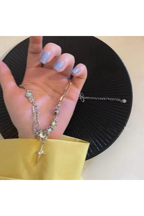 Summer Moonstone Cross Necklace Elegant Boutique Design Chic Collar Chain for Women Fashionistas Christmas Gift