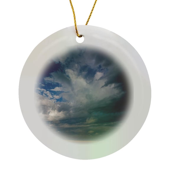 3drose, Summer Morning Cloud Formations over Wheat Fields, South Dakota, Circle Porcelain Ornament