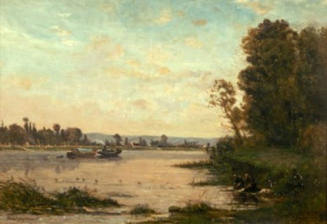 Summer Morning On The Oise Daubigny Charles Francois (1817-1878French) Canvas Art - Charles Francois (24 x 36)