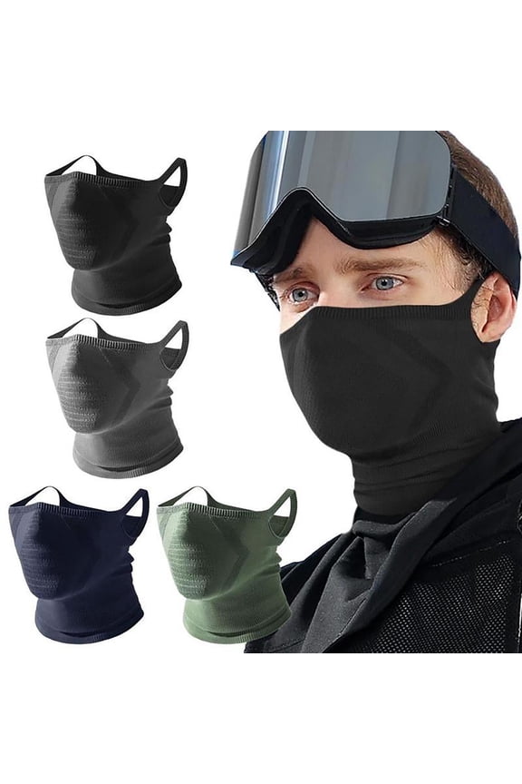 Summer Motorcycle Riding Ice Silk Face Mask – Windproof, UV-Protective & Breathable, Ear-Hanging Design, Doubles as Neck Gaiter, Ideal for Driving/Cycling, Black
