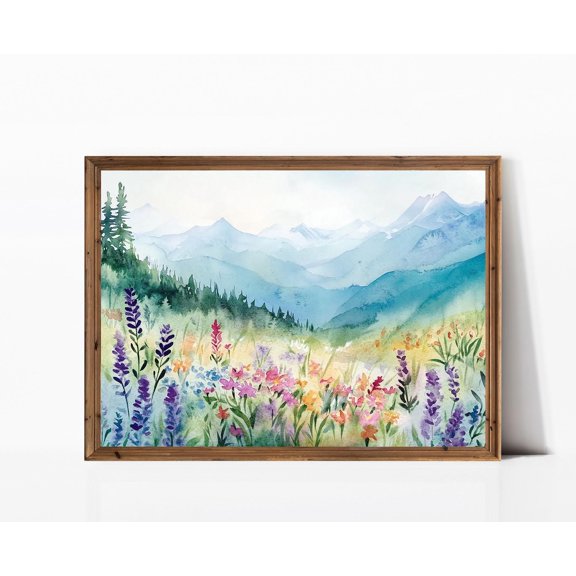 Summer Mountain Print Poster Cottagecore Summer Decor Poster Mountain Art Art Poster Warm Present Vintage UNFRAMED Poster Size 24x36