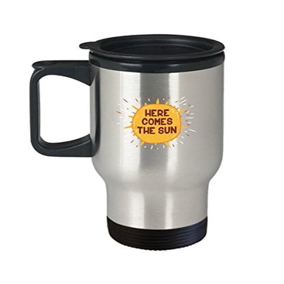 Summer Mug - Here Comes - Sun Themed Gifts - 14 oz Stainless Steel Coffee Travel Cup