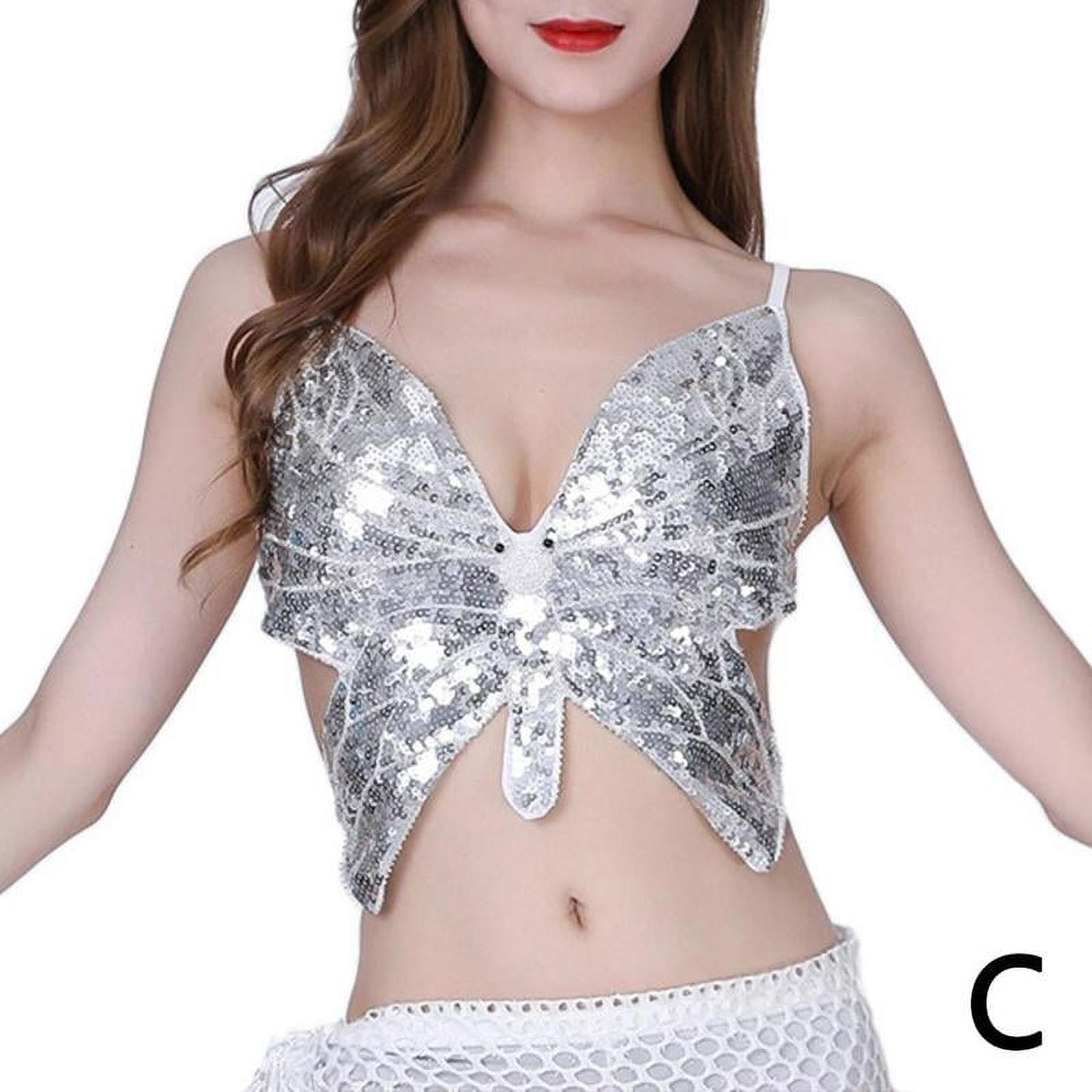 Summer Multi-color Bandage Butterfly Sequin Top Sexy Summer Tops