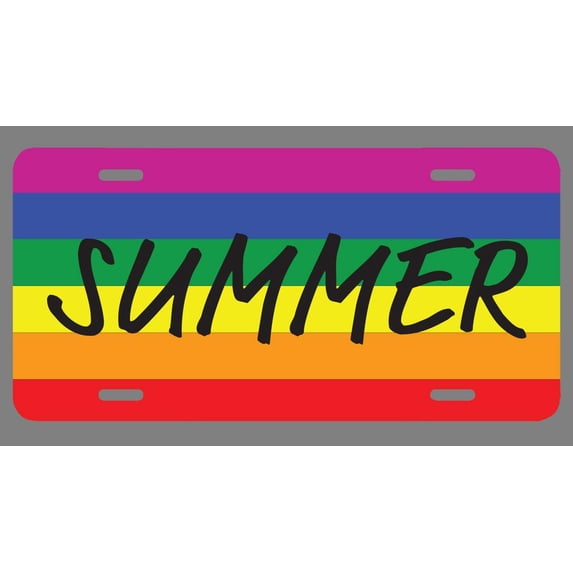 Summer Name Pride Flag Style License Plate Tag Vanity Novelty Metal | UV Printed Metal | 6-Inches By 12-Inches | Car Truck RV Trailer Wall Shop Man Cave | NP2193