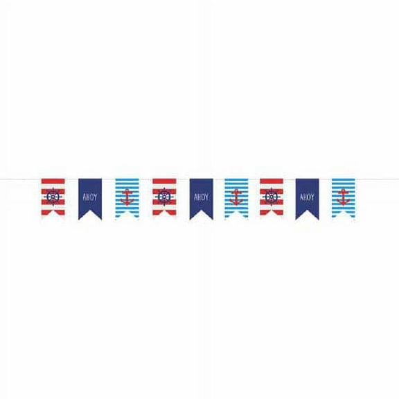 Summer 'Nautical Anchors Aweigh' Canvas Flag Banner (9ft)
