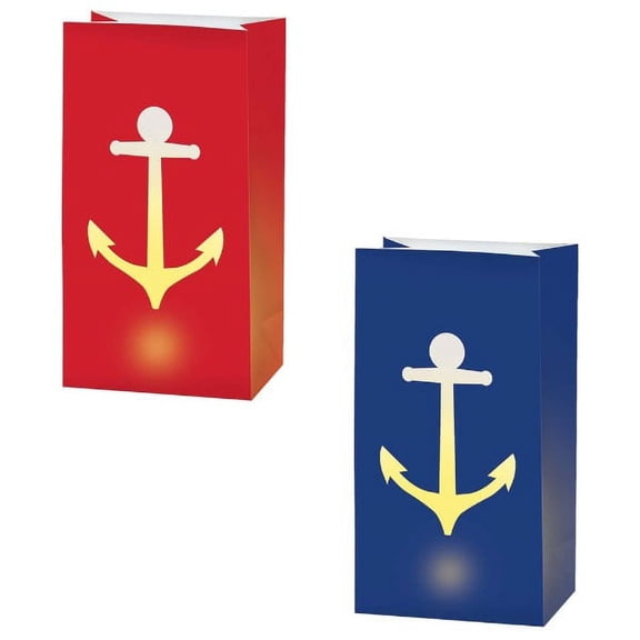 Summer 'Nautical Anchors Aweigh' Paper LED Luminaries (6ct)