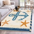 thumbnail image 1 of Summer Nautical Blue Area Rug 3x5 Washable Rug Non Slip Ocean Anchor Starfish Striped Large Area Rug Indoor Floor Carpet for Entryway Bedroom Kitchen Living Room Home Office Dining Room Nursery, 1 of 8