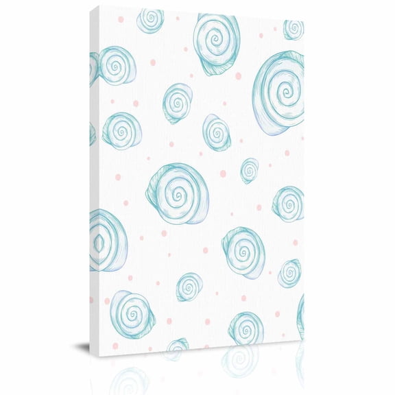 Summer Nautical Canvas Wall Art for Living Room, Watercolor Ocean Conch Coastal Polka Dot Poster Print Painting for Bedroom Office Home Decoration Wall Pictures Prepare To Hang 22"x28"