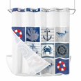 thumbnail image 1 of Summer Nautical No Hook Shower Curtain with Snap in Liner Blue Anchor Lighthouse Crab Whale Patchwork Waterproof Bathroom Shower Curtain with See Through Top Window for Bathtub 72" x 72", 1 of 9